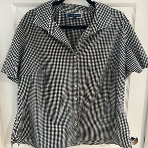 Karen Scott Black and White Gingham Button-Up Shirt